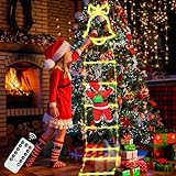 Hysagtek Weihnachtsmann auf Leiter LED,160 cm Weihnachtsmann Leiter Lichterkette Weihnachtsbeleuchtung Außen mit 8 Modi Wasserdicht Weihnachtsdeko Balkon für Außen Weihnachtsdeko Fenster(Warmweiß)