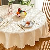 Tischdecke Abwaschbar, 280 cm Polyester Einfache Florale Struktur Tischtuch für Esszimmer, Garten, Party, Hochzeiten oder Haushalt, Sek