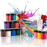 dezozo Stoffmalfarben Textilfarben | Set aus 12x25ml | Waschmaschinenfeste Ideal für Stofffarben Waschfest Kinder Textilmalfarbe (300ml)