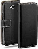 moex Klapphülle für LG X Power 2 Hülle klappbar, Handyhülle mit Kartenfach, 360 Grad Schutzhülle zum klappen, Flip Case Book Cover, Vegan Leder Handytasche, Schw