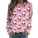 Blazer Damen Hooded Jacket Women Wrap Top Damen-T-Shirt mit Aufschrift „Happy Weihnachten“, Bedruckt, 3/4-Ärmel, O-Ausschnitt, Bluse Funkenmariechen Kostüm Damen Pullover Damen Sexy