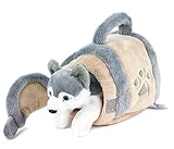 Teddys Rothenburg Kuscheltier Husky in Hundehütte 15 cm grau/beige/weiß Plüschhund Plü