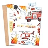 MeinBaby123® | 10 Einladungskarten Kindergeburtstag Jungs | süße Geburtstagseinladungen für Kinder | Feuerwehr Einladungskarten | inkl. 10 Briefumschläge | Premium Qualität (Feuerwehr V2)