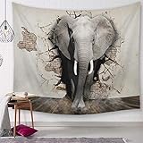 Morbuy Dekoration Wandteppich Elefant, Tapisserie Kreativ Tier Drucken Wandbehang aus Polyster Wandtuch Tischdecke Meditation Yogamatte Strandtuch (Klein (130 x 150cm), Durchbrechen)
