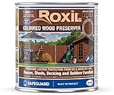 Roxil PC Farbiger Holzschutz (1L) Kastanienbraun - Schnell trocknend – Satin Finish | UV-beständig | Holzbeize für Hart- und Weichholz im Innen- und Außenb