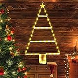 Qedertek Weihnachtsbeleuchtung Außen Batterie - 61cm Weihnachtsbaum Leiter Lichterkette mit Timer, 8 Modi, Wasserdicht Warmweiß Lichterkette für DIY Innen Außen Party Fenster Weihnachtsdek