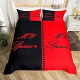 His Side Bettwäsche-Set für Ihre Seite, Weiß, Schwarz, Rot, Bettbezug, Ehefrau, Ehemann, Paar, humorvolle Tagesdecke, Doppelbettgröße, 2 Kissenbezüg