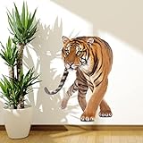 wondever Wandtattoo Safari Tiere Tiger Wandaufkleber Wildtiere Wandsticker Wanddeko für Wohnzimmer S