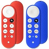 2 Stück Schutzhüllen Kompatibel mit Google TV-Sprachfernbedienung, Pinowu Anti-Rutsch Remote-Fall für 2020 Chromecast Fernbedienung (Blau Rot)