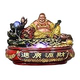 Zimmerbrunnen Zen Tabletop-Brunnen-Harz-Buddha-Statue und Cascading Goldmünzen Dekorieren Der Brunnen, der Symbolisiert einen stetigen Strom von Reichtum und viel Glück, perfekte Dekoration Geschenk,