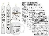 Sugeru 6 PCS Kerzentattoo (200+ Muster),Wassertransferdruck |wasserschiebefolie kerzen | Kerzenfolie | kerzenaufkleber sticker | Kerzen dekorieren |versch Zahlen/fertig gestaltet(Zahlen&Buchstaben)