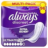 Always Discreet Inkontinenzeinlagen Ultimate Day, 48 Binden (4 x 12 Stück) für Damen, Monatspaket, starker Schutz bei Blasenschwäche, den Sie kaum spü