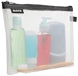 Leitz WOW Reise Zip-Kulturbeutel, durchsichtig, Wasserabweisend, Idealer Kosmetikbeutel für Reisen und im Handgepäck, Maße (BxHxT): 24 x 17 x 3 cm, Schwarz, 40140095