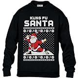 Green Turtle T-Shirts Kung Fu Santa Lustige Geschenkidee Ugly X-Mas Kinder Pullover Sweatshirt XL 152/164 Schw