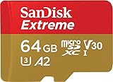SanDisk Extreme microSD Karte für mobiles Gaming 64 GB, Unterstützt mit A2 App Performance AAA/3D/VR-Spielgrafiken und 4K-UHD-Video, 170 MB/s Lesen, 80 MB/s Schreiben, Class 10, UHS-I, U3, V30