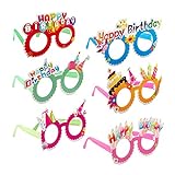 Relaxdays 10024250 Partybrillen Happy Birthday, 6er-Set, Lustige Spaßbrillen für Geburtstag, Scherzbrillen für Groß & Klein, bunt, Unisex