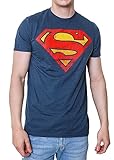 SUPERMAN Logo Symbol Justice League DC Kostüm Erwachsene T-Shirt, Indigo Black Heather, XX-Larg