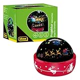 Idena 50147 - LED Projektor Weihnachten, leuchtet mit bunten Weihnachtsmotiven, LED Sternenhimmel Projektor mit 2 Modi, für Innen, batteriebetrieben, ca. 16,2 x 13