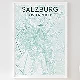 Mapdify Salzburg Stadtposter, dein Lieblingsort als Wandposter, Karte deiner Stadt, City