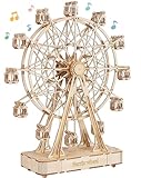 RoWood 3D Puzzle Modellbau Riesenrad Spieluhr aus Holz mit Zahnradantrieb - DIY Holzpuzzle Modellbausatz Bastelsets für Erwachsene - Geschenk zum Geburtstag/W