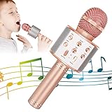 KIDWILL Bluetooth Karaoke Mikrofon, 5 in 1 Drahtloser für Kinder, mit Lautsprecher | Remix | FM-Radio, Tragbares Mikrofonspielzeug für Erwachsene Geburtstagsfeier KTV