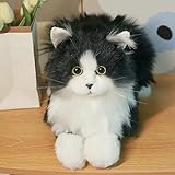 Chongker 2kg schweres Plüschtier handgefertigt realistische Ragdoll-Katze Plüschtier Begleiter Haustier Geschenk für Mädchen Jungen ältere Menschen weicher Plüsch süß (gewichtete Schwarze Katze)