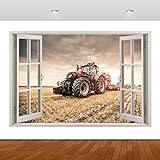Wandtattoo Rissig DIY Fototapete Traktor Kids Nature Farm Red Lounge 3D-Wandbild Wandaufkleber Poster Aufkleber S42 60x90CM