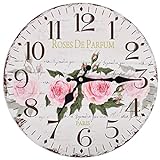 vidaXL Vintage Wanduhr Antik Großes Zifferblatt Design Retro Analog Uhr Blumen 30