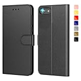 AURSTORE Handyhülle kompatibel mit iPhone SE 2022/2020 hülle/iPhone 8 / iPhone 7 hülle/iPhone 6S hülle, Premium PU Leder Schutzhülle,Flip Case Etui für Apple iPhone 6/7/8/SE 2020 (Schwarz)