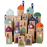 Papierdrachen 30 Ramadan-Geschenktüten mit Aufklebern und vorgestanzten Teilen - Bastelset - Eid Mubarak - Islamische muslimische Dekoration - mit goldenen Stickern - Deko und Kalender fü