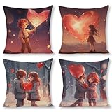 MELKEN JOLUCE Kissenbezug zum Valentinstag 60 * 60cm pärchen Kissen Kissenbezug Kissen selber gestalten Foto Pillow Thoughts ohne D