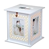 EVA murmure Hochzeitsgeschenke Kartenbox Dekorationen mit Bilderrahmen für Zeremonie draußen – Holz Andenken Speicherkarte Box für Brautdusche Geschenk