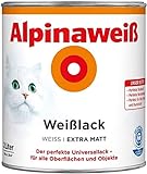 Alpinaweiß 2 Liter Weißlack Premium Weiß Extra Matt 2in1 Grundierung & Lack, Acryllack