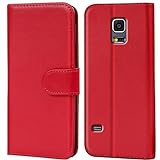 Verco Galaxy S5 Hülle, Handyhülle für Samsung Galaxy S5 Neo Tasche PU Leder Flip Case Brieftasche - R