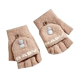 ZHIYU Clamshell-Handschuhe für, halber Finger, niedlich, Winter, verdickt, warm, Baby-Cartoon Handschuhe 1 Jahr (Khaki, One Size)