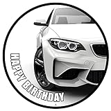 Essbare Tortenaufleger - Tortenaufleger Geburtstag - Tortendeko BMW Motiv - Geburtstagskuchen Deko aus Fondant - Rund 20 cm - Esspapier Tortendeko - Tortenaufleger Cars Motiv - Cake D