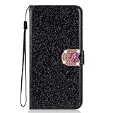 Case for Huawei P8 Lite 2017 Glitter Wallet Case, Mobile Phone Case, PU Leather, Mobile Phone Case Bumper 3 Card Slots, Stand Function, Wallet, Carrying Strap, Protective Flip Wallet Case,Schw