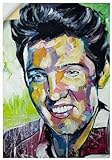 ARTland Wandbild selbstklebende Vinylfolie 70x100 cm Wandtattoo Legende Portrait Farbe Elvis King of Rock n Roll Musik Star U5BQ