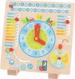goki 58398 - Jahresuhr - aus Holz - Kinder Lernen spielerisch Kalender, Jahreszeit, Wetter und U