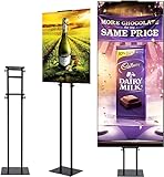 bimiti Höhenverstellbar Plakatständer, Präsentationsständer beidseitig für 2 Plakate, Wetterfest Metall Werbeständer Posterständer für Einkaufszentren, Gewerbeflächen, Ausstellungen und Werb