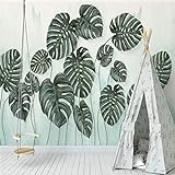 XLMING 3D Tapete Kleine Grüne Frische Blätter Pflanzen Aquarell Wandbild Sofa Wohnzimmer Schlafzimmer Tv Hintergrund-400cm×280