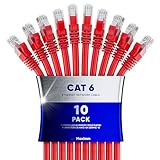 Maximm Cat 6 Ethernet-Kabel, 9 m, (10er-Pack) Cat6-Kabel, LAN-Kabel, Internetkabel, Patchkabel und Netzwerkkabel - UTP (rot) 9