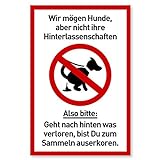 Schild Hunde kacken verboten (20 x 30 cm Kunststoff) - Lustig - Kein Hundeklo - Hundekot Schild - Hunde Verbotsschilder - H