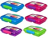 Sistema Lunchbox 6er Set Vorteilspack Familienset small Split 2fach unterteilt 350 ml 2x türkis, 2x pink und 2x blau 41518 + 4er Set EKM Living Edelstahl Trink
