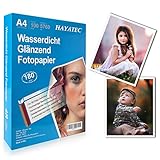 100 Blatt Fotopapier A4 hoch glänzend Tintenstrahldrucker 180g/m² Fotopapier Fotokarten Photokarten Sofort Trocken Wasserfest Hochweiß Fotob