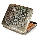 Kytpyi Zigarettenetui 20 Zigaretten, Zigaretten Schachteln, Zigaretten Etui Box, tragbare Zigarettenbox aus Metall mit Kompass Muster, Tabakdose für Frauen, fasst 20 Zigaretten, 10.3x6x1.7cm (Gold)