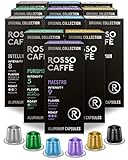 ROSSO CAFFÈ Kaffeekapseln - Kompatibel mit Nespresso Maschinen - 120 Aluminium Kaffeepads, 6 Köstliche Kaffeearomen - 100% Recycelbare Kap