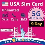 USA Prepaid-SIM-Karte | Unbegrenzte 5G/4G LTE-Hochgeschwindigkeits-Internetdaten in den USA (einschließlich Hawaii) | Unbegrenzte Anrufe und Textnachrichten (SMS) | Wieder auffüllbar! (9 Tage)