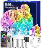 FGRYB LED Strip 30M RGB Streifen, mit Musik Sync Farbwechsel Lichterkette mit Fernbedienung & Bluetooth App Ultralang Dimmbar Lichtband für Zuhause Schlafzimmer Küche Party