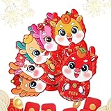 Jasufud Rote Umschläge zum Chinesischen Neujahr,Rote Umschläge zum Chinesischen Neujahr | Rote Päckchen Glücksgeld-Umschläge | Dicker Geldhalter im Cartoon-Stil, 6 rote Umschläg